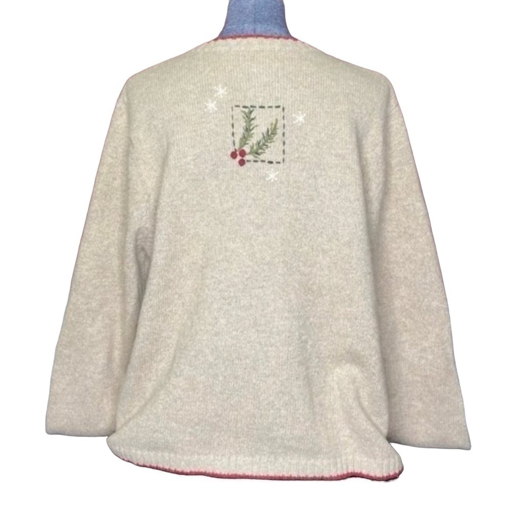Cream Zip-Front Holiday Ice Skate Sweater - Picture 4 of 4